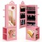 Costway Kids Jewelry Cabinet Standing Children Jewelry Organizer with Full-Length Mirror White/Pink
